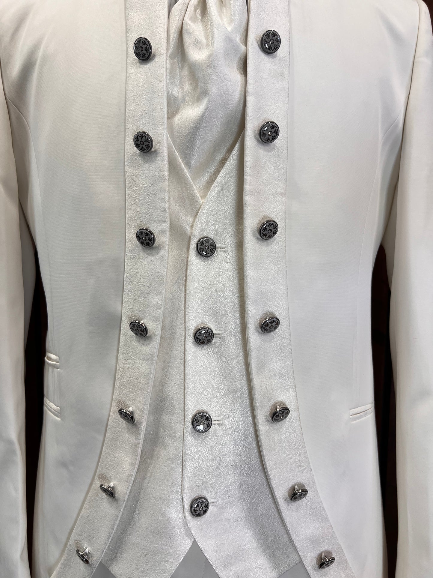 Mens All Off White Tuxedo | Mandarin Collar Tuxedo | Wedding & Special Events