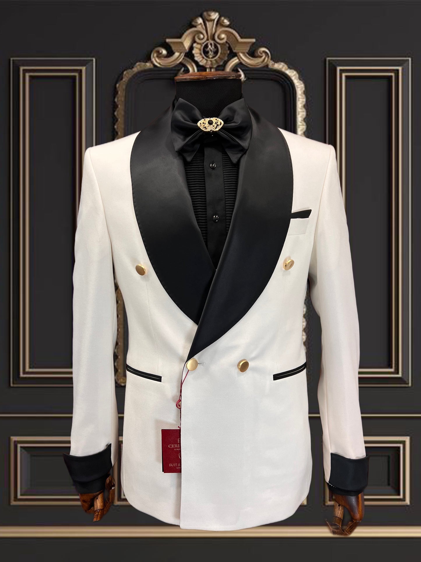 Men's Ivory White Double-Breasted Tuxedo | Luxury Formalwear