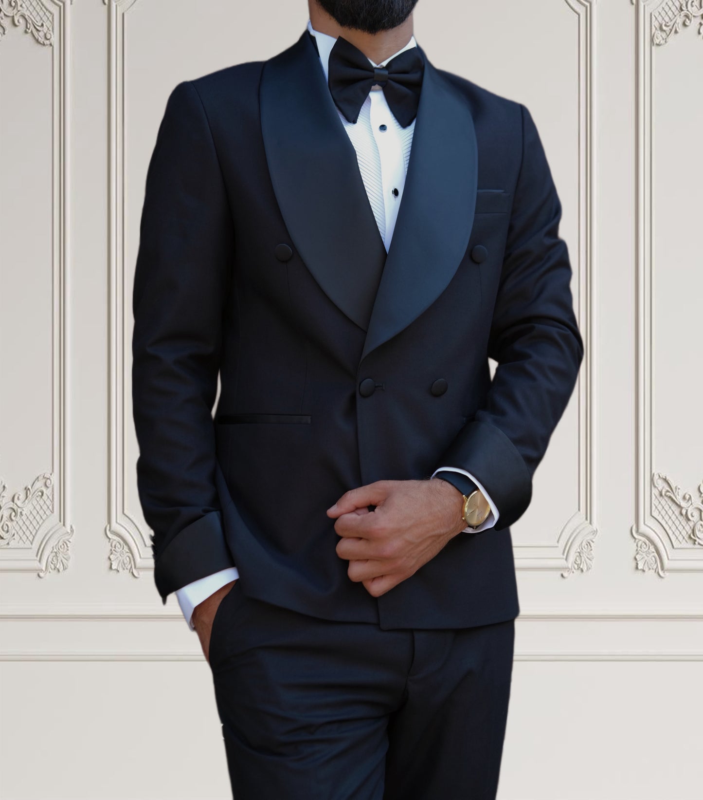 Premium Slim Fit Black Wedding Tuxedo _ Shawl Lapel