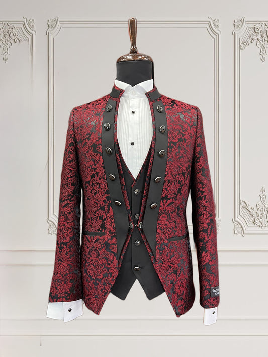 Mens Burgundy & Black Tuxedo | Slim Fit | Premium