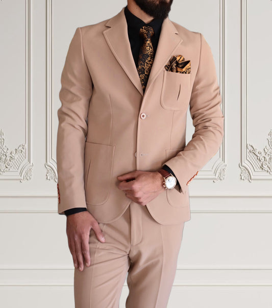 Gold color | 2 Piece Slim Fit Suit | premium 4 way stretch