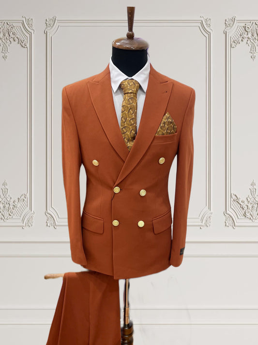 Orange Bright Double-Breasted 2 piece Suit