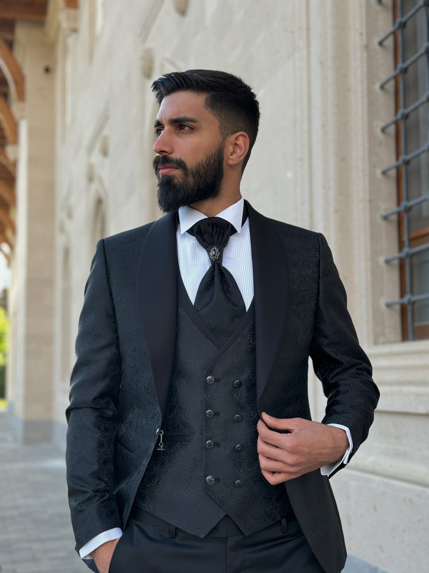 Men's Black Shawl Lapel Tuxedo | Formal Wear for Weddings & Galas