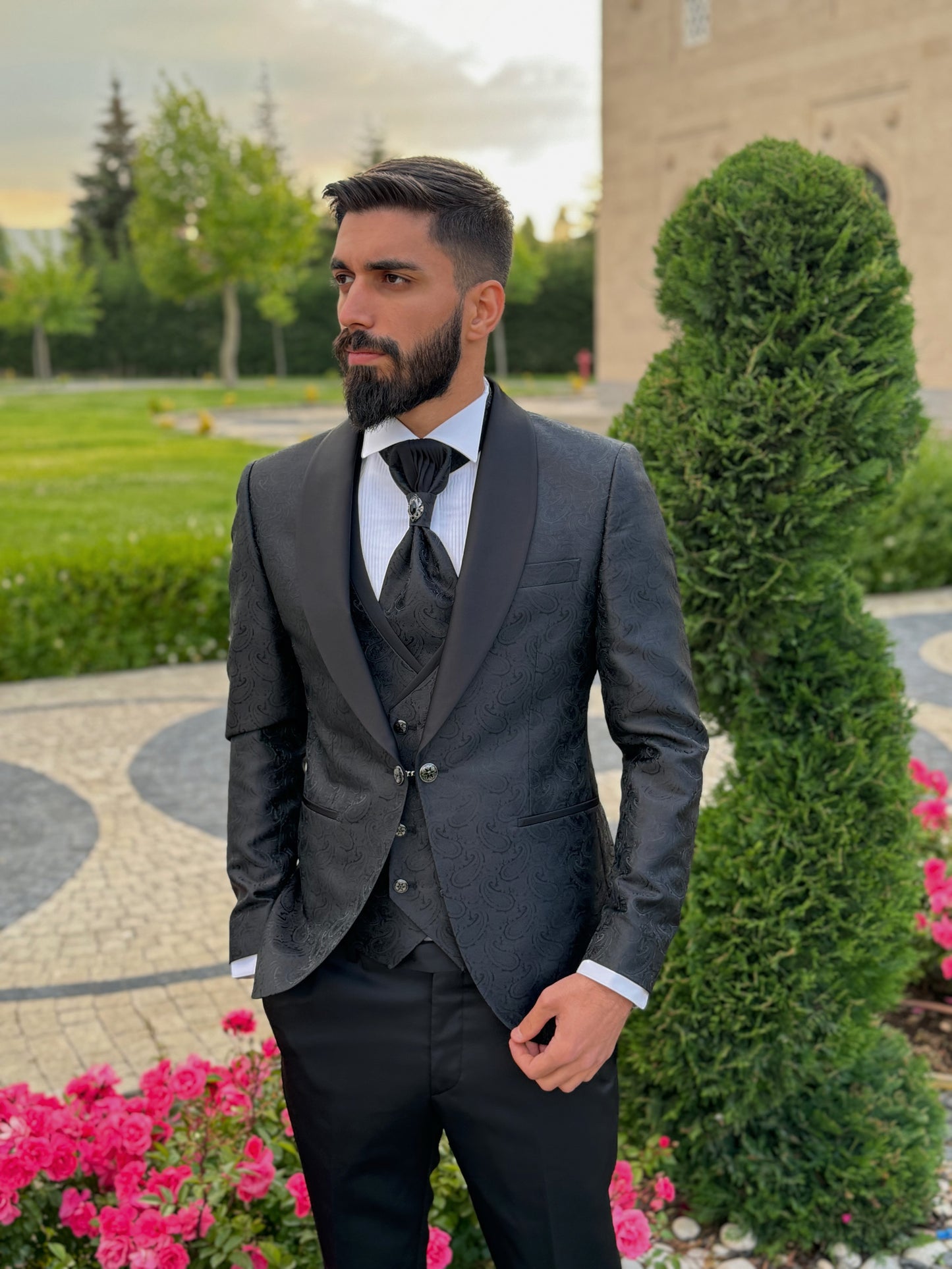 Men's Black Shawl Lapel Tuxedo | Formal Wear for Weddings & Galas