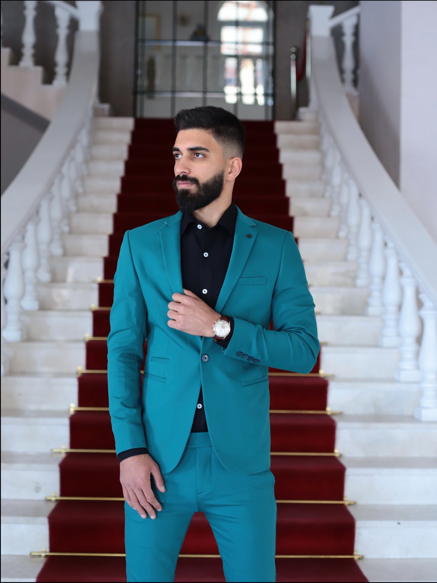 Men’s Extra Slim fit Turquoise Suit | Premium Stretch