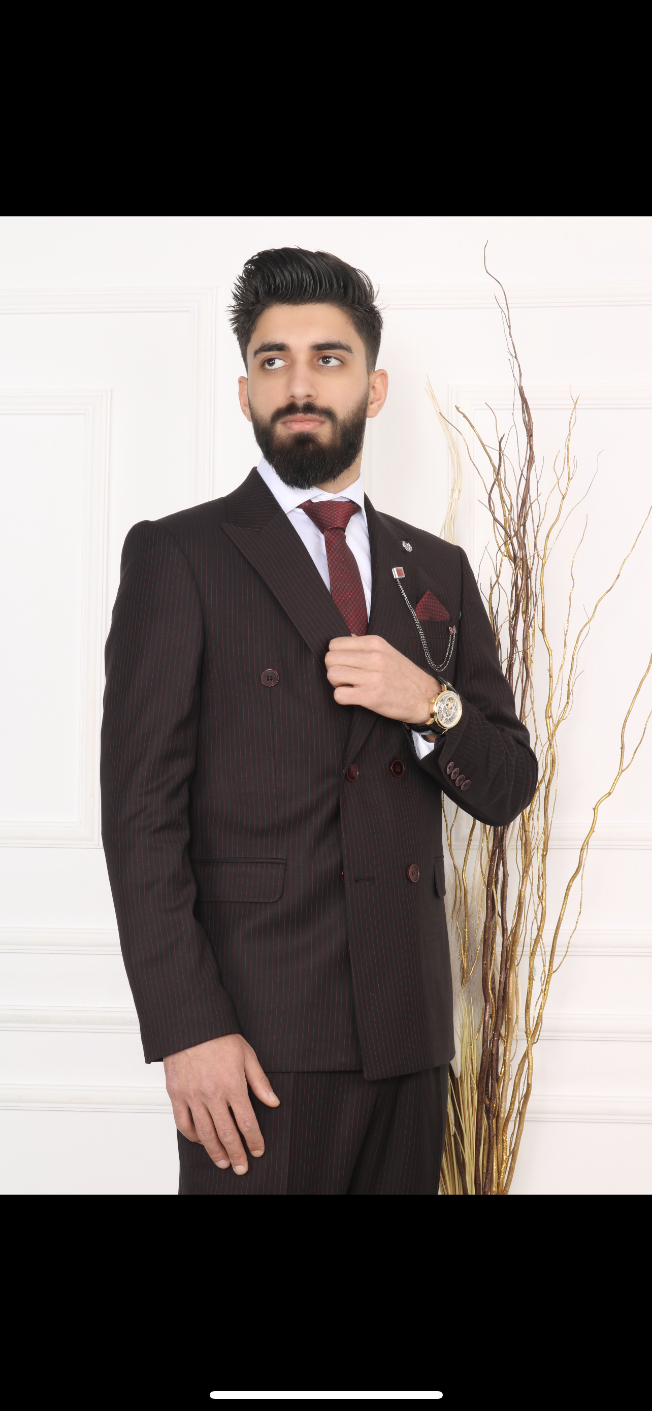 Stripped red Double-Breasted 2 piece Suit | Slim Fit