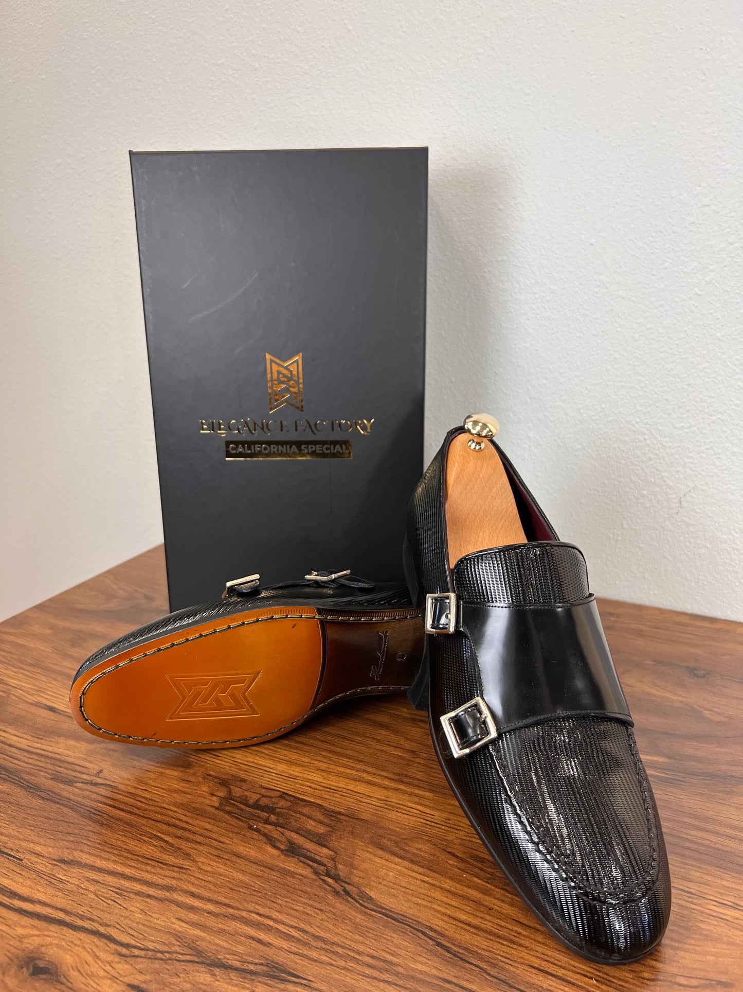 Black Leather Loafer Shoe