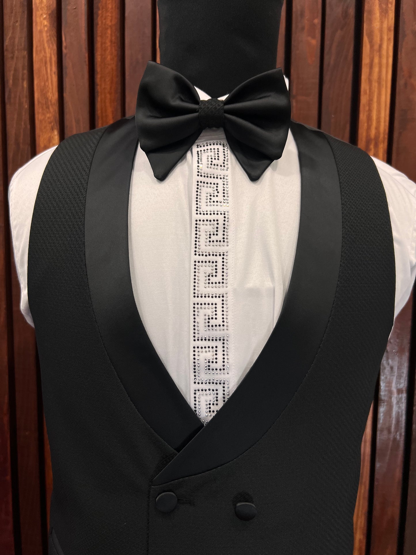 Black Single Breasted Tuxedo With Vest | Slim Fit