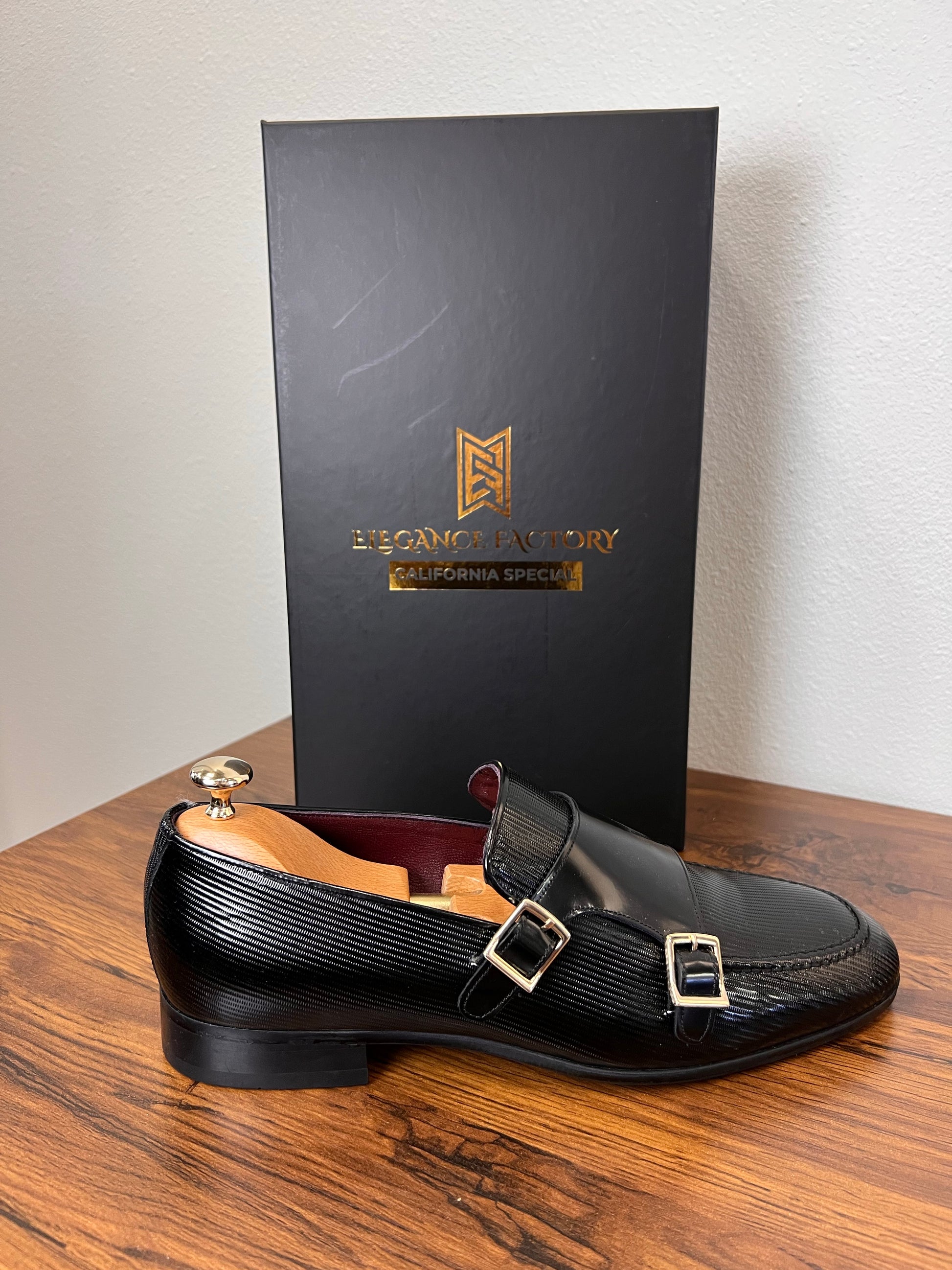 Black Leather Loafer Shoe