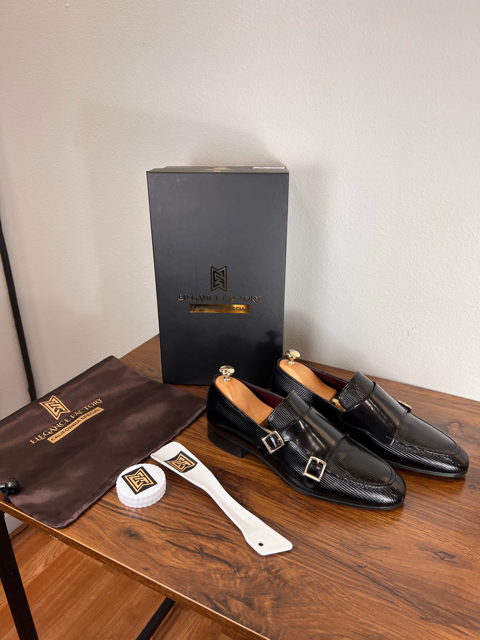 Black Leather Loafer Shoe