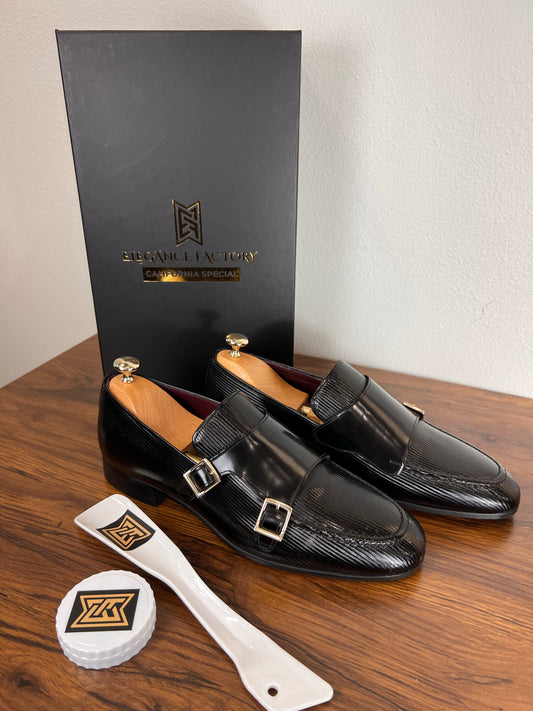 Black Leather Loafer Shoe