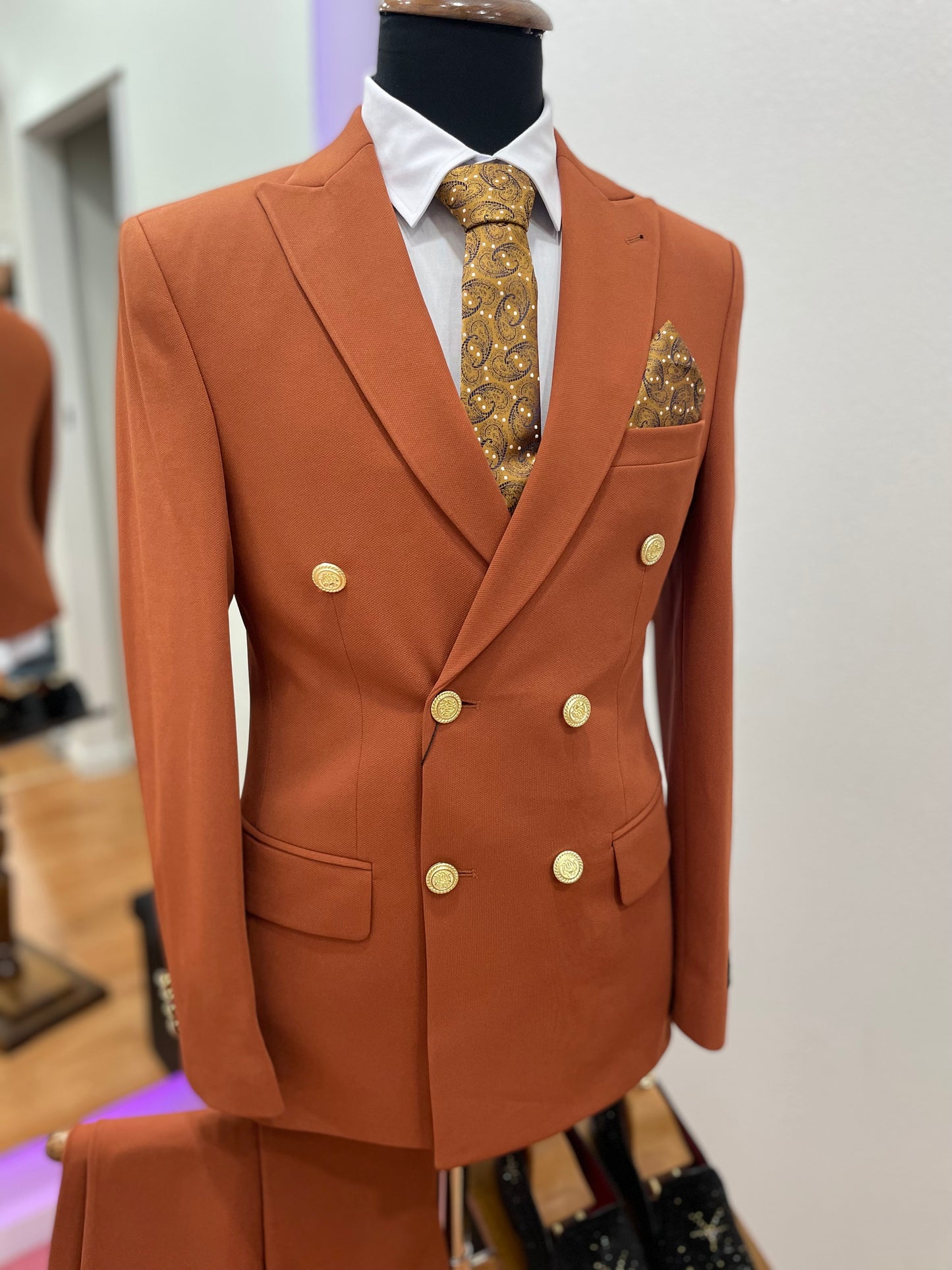 Orange Bright Double-Breasted 2 piece Suit