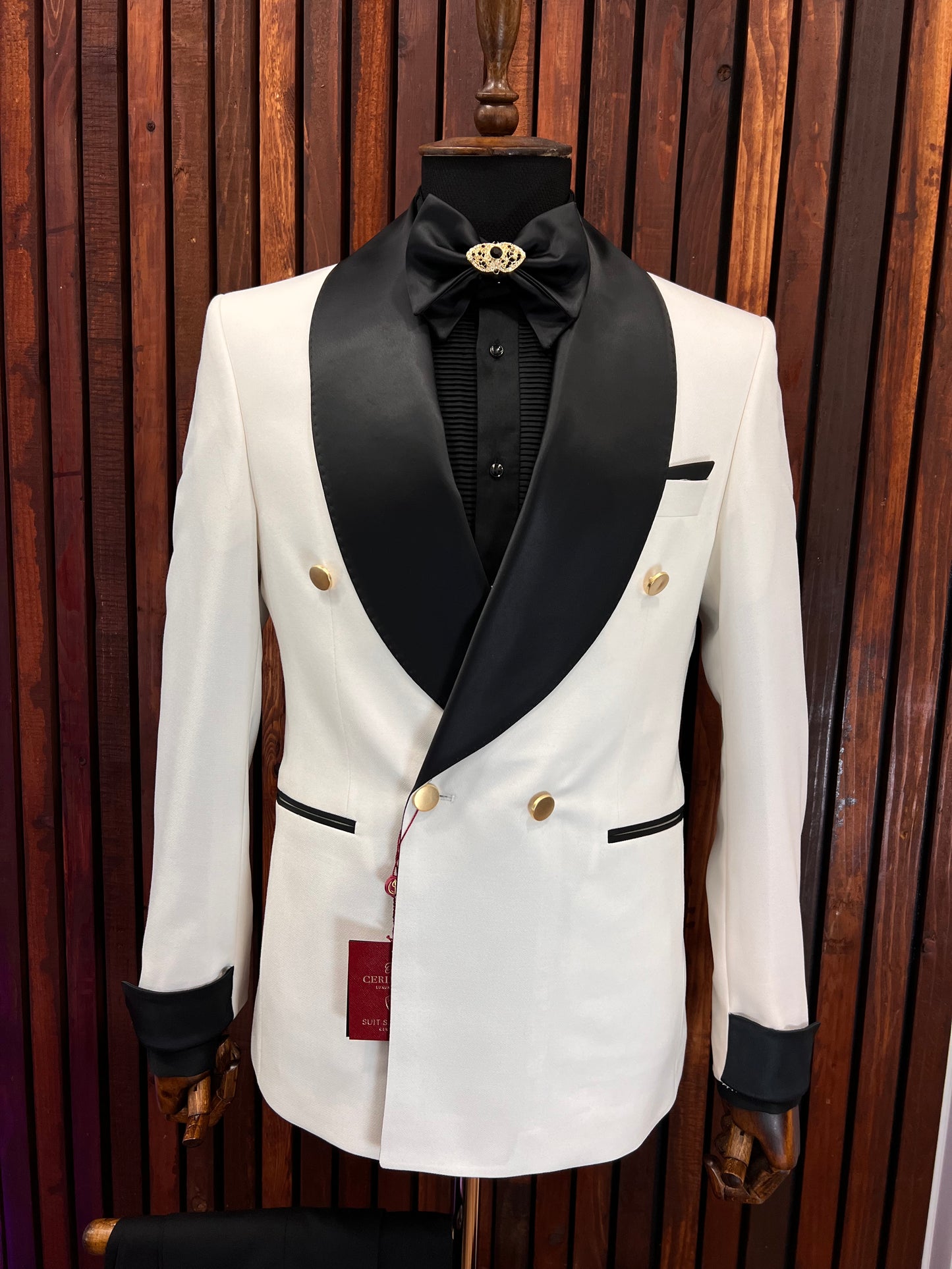 Men's Ivory White Double-Breasted Tuxedo | Luxury Formalwear