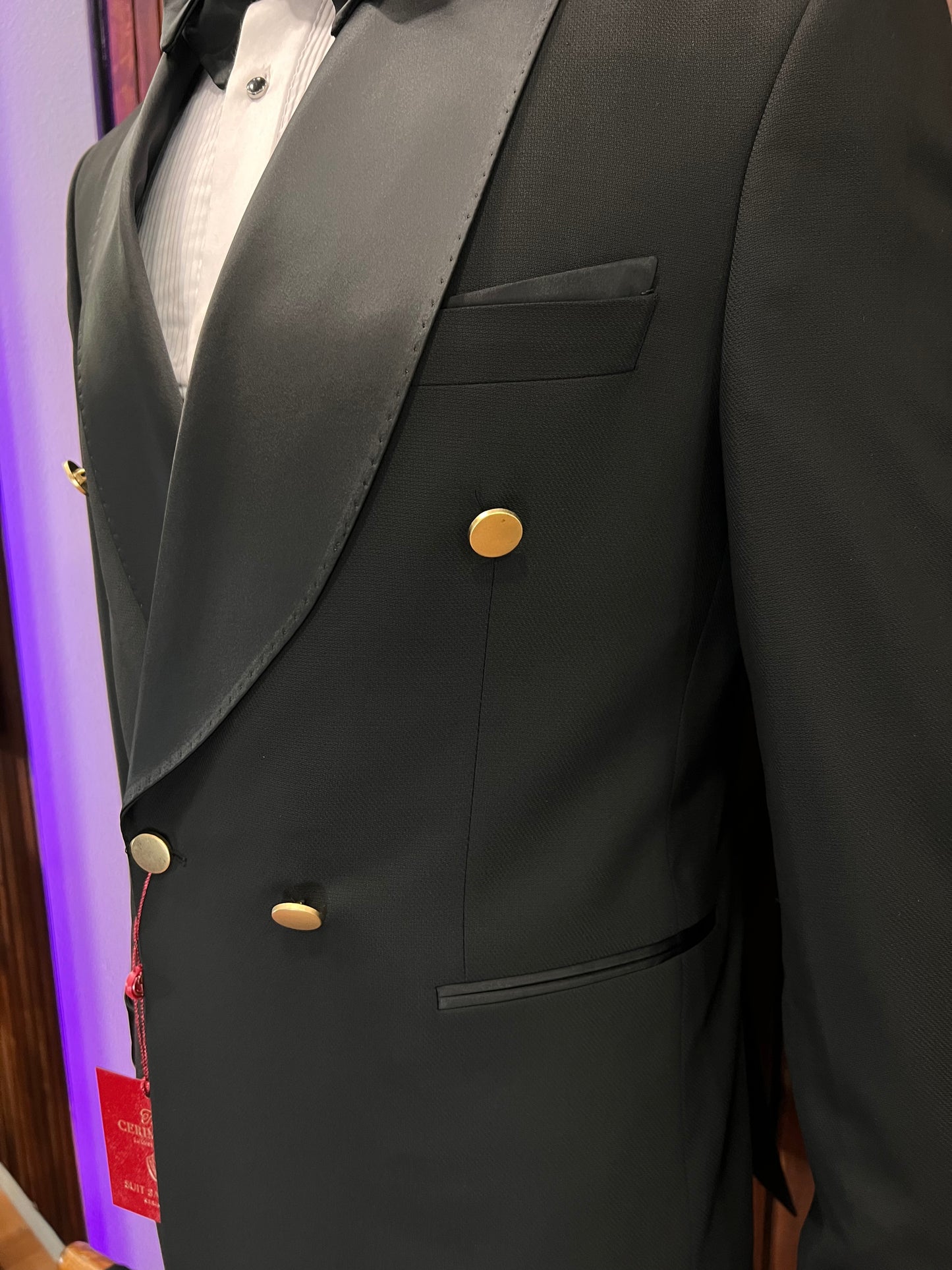 Men's Black Double-Breasted Tuxedo | Formal Wear | Wedding & Prom